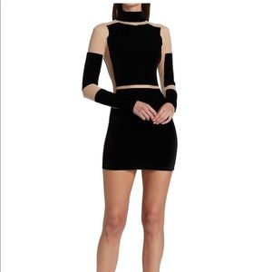 Christian Cowan
Sheer Mesh & Velvet Minidress